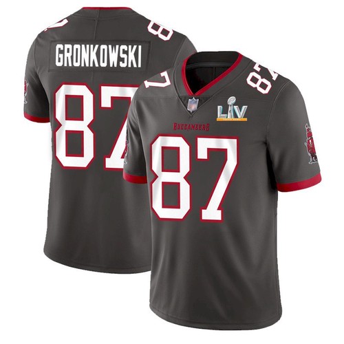 Men's Tampa Bay Buccaneers #87 Rob Gronkowski Grey NFL 2021 Super Bowl LV Limited Stitched Jersey Men's Tampa Bay Buccaneers #87 Rob Gronkowski Grey NFL 2021 Super Bowl LV Limited Stitched Jersey
